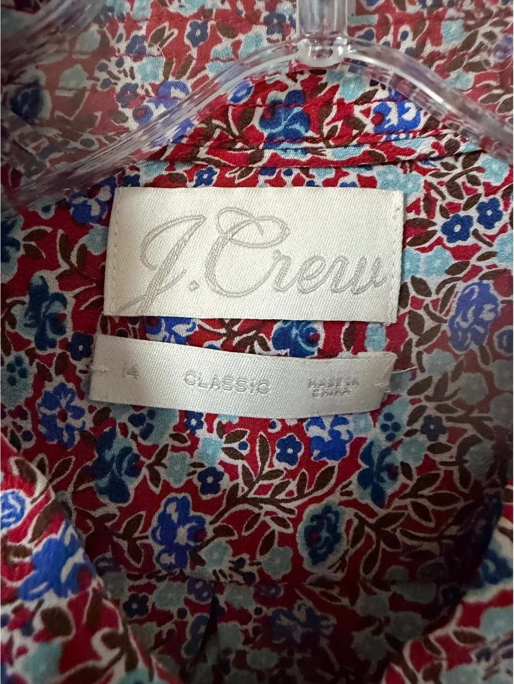 J. Crew 100% Silk Long Sleeve Button Up Floral Classic Shirt Women's Size 14